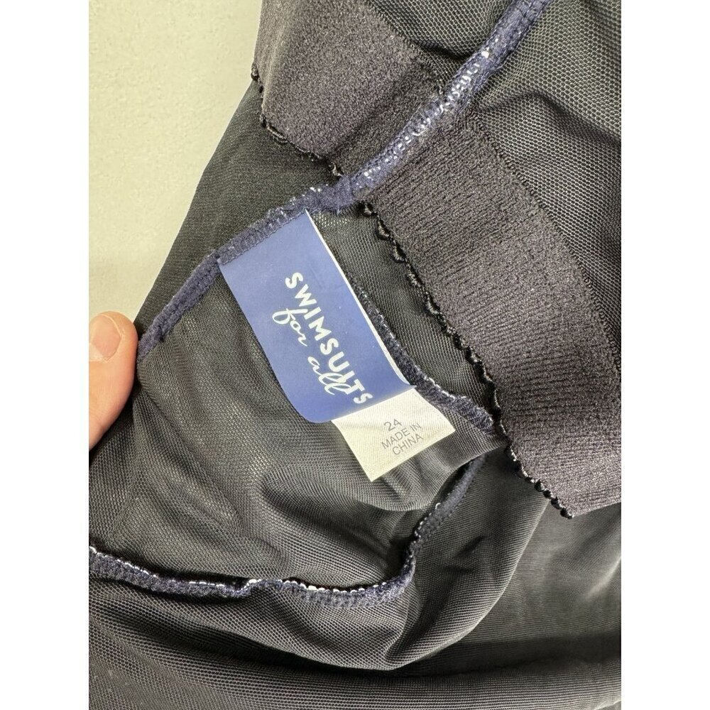 Swimsuits for All One Piece Swimsuit Size 24 Navy Blue Polka Dot High Neck Wrap - Picture 6 of 10